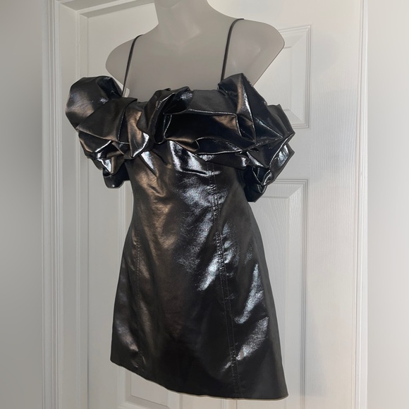 NWT Zara Voluminous Short Full Dress in Silver - Picture 7 of 10